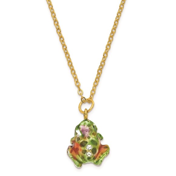 Pewter Bejeweled Crystals PEACE Psychedelic Frog Trinket Box with Pendant - Picture 4 of 5